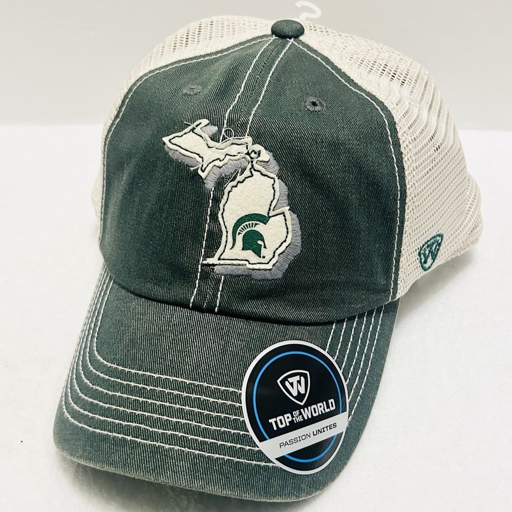 Top‎ of the World Michigan State Spartans State Trucker Hat Cap Adjustable Green